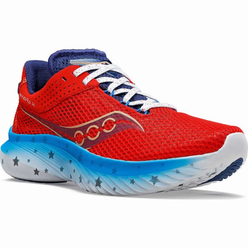 Men's Saucony Kinvara 14 Liberty Running Shoes Red / White / Blue | Australia S43508-U92