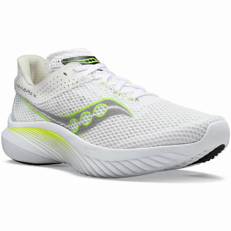 Men's Saucony Kinvara 14 Running Shoes White / Green | Australia S81320-W01