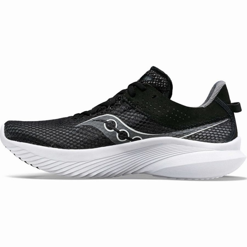 Men's Saucony Kinvara 14 Wide Running Shoes Black / White | Australia S47108-M05