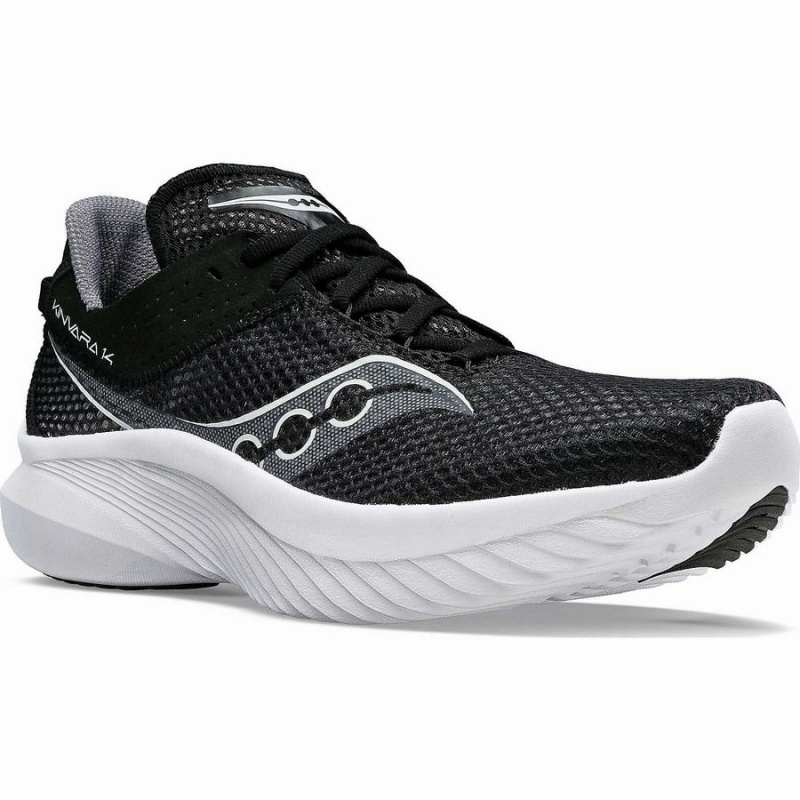 Men's Saucony Kinvara 14 Wide Running Shoes Black / White | Australia S47108-M05