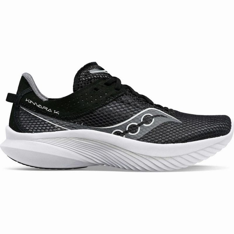 Men\'s Saucony Kinvara 14 Wide Running Shoes Black / White | Australia S47108-M05