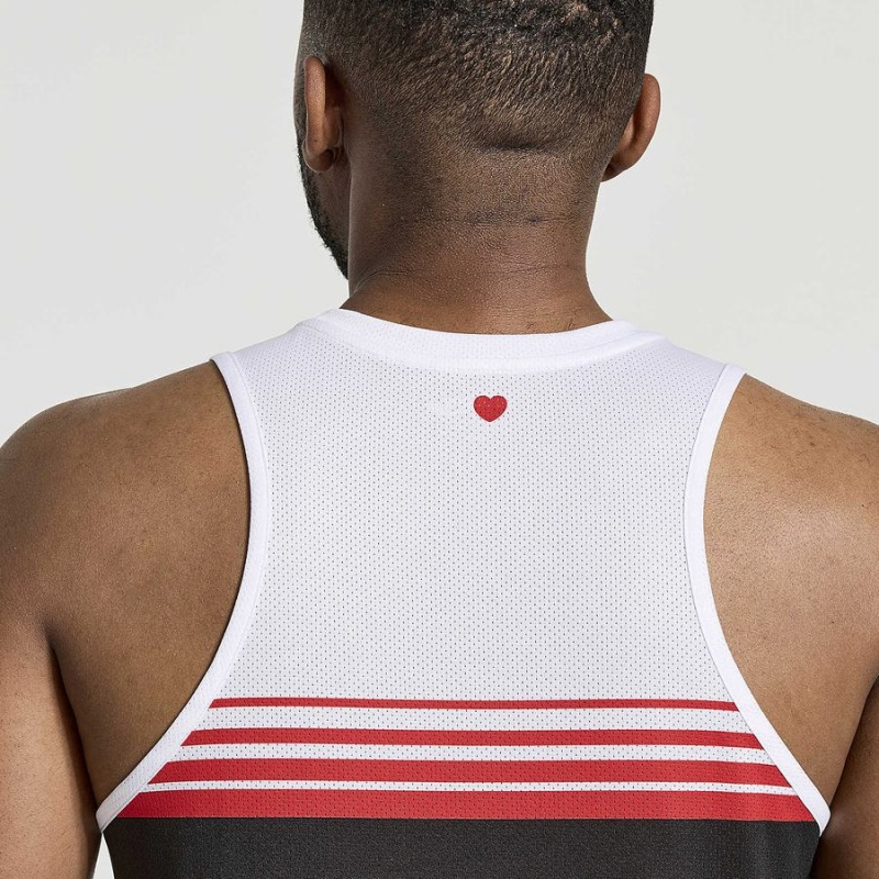 Men's Saucony NYC Stopwatch Singlet Tank Top White / Black | Australia S15642-D75