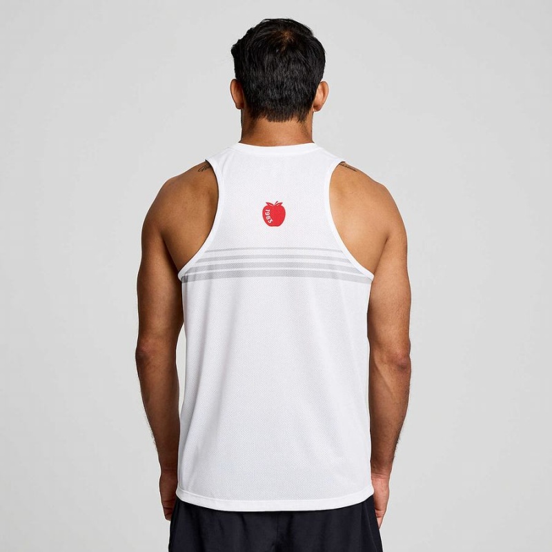 Men's Saucony New York Stopwatch Singlet Tank Top White | Australia S68930-K65