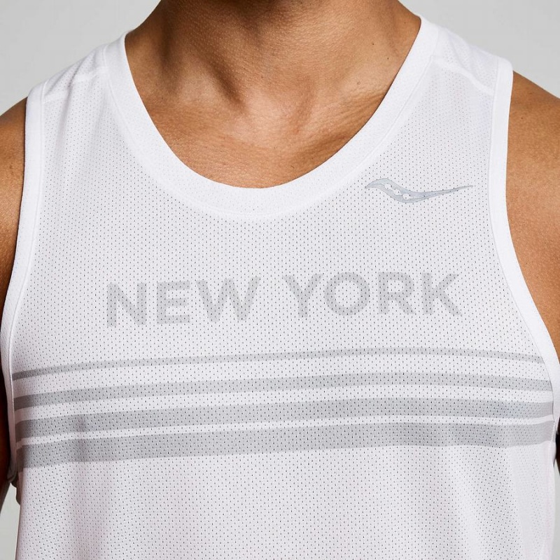 Men's Saucony New York Stopwatch Singlet Tank Top White | Australia S68930-K65