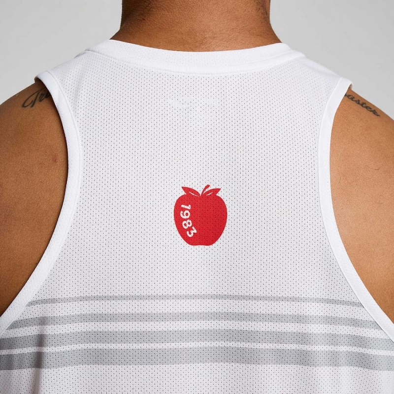 Men's Saucony New York Stopwatch Singlet Tank Top White | Australia S68930-K65