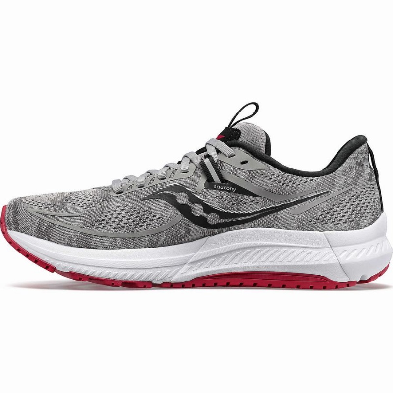 Men's Saucony Omni 21 Wide Running Shoes Grey / Dark Red | Australia S04687-R13