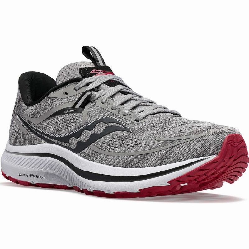 Men's Saucony Omni 21 Wide Running Shoes Grey / Dark Red | Australia S04687-R13