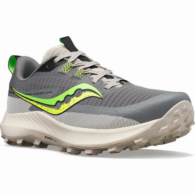 Men's Saucony Peregrine 13 Running Shoes Grey / Green | Australia S15309-Y41