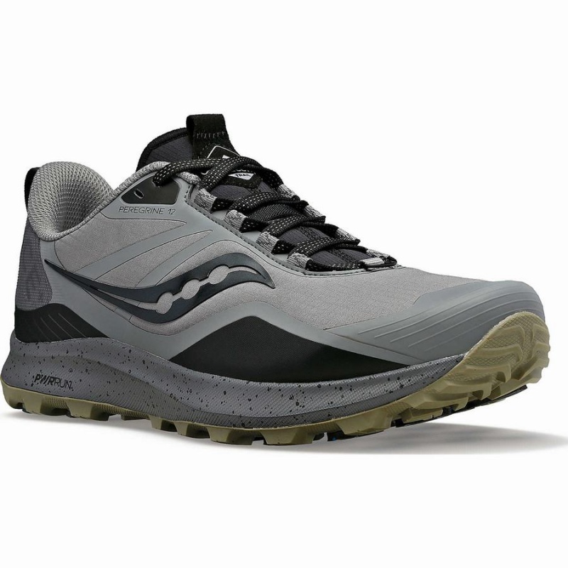 Men's Saucony Peregrine ICE+ 3 Running Shoes Grey / Black | Australia S43105-Z09