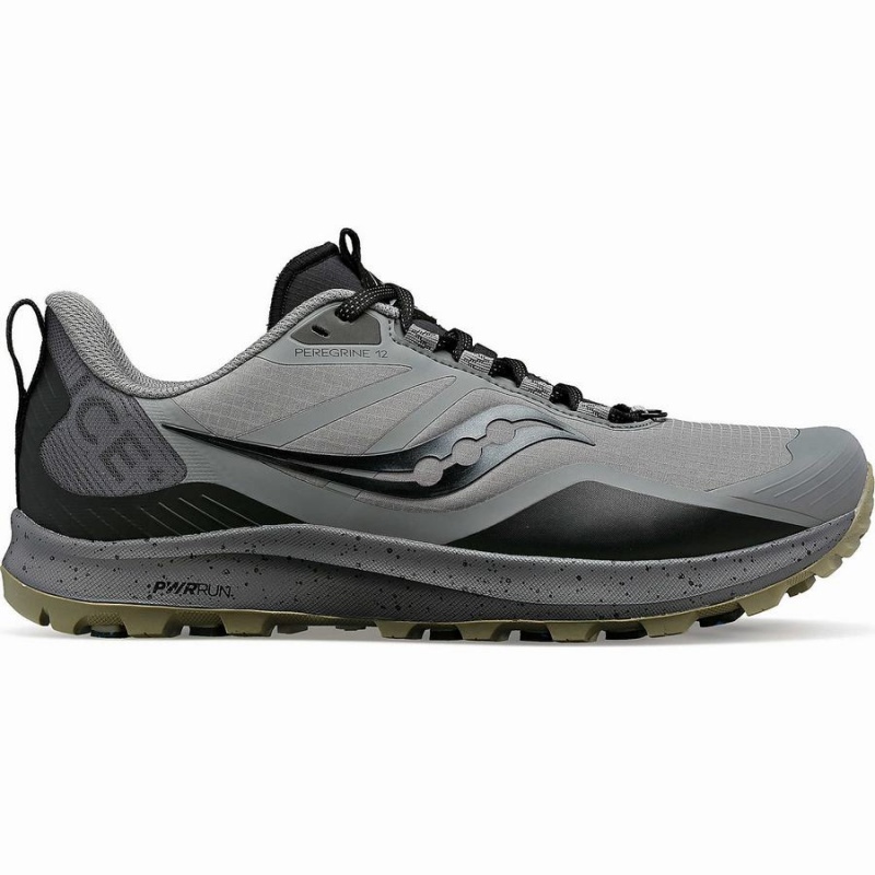 Men\'s Saucony Peregrine ICE+ 3 Running Shoes Grey / Black | Australia S43105-Z09