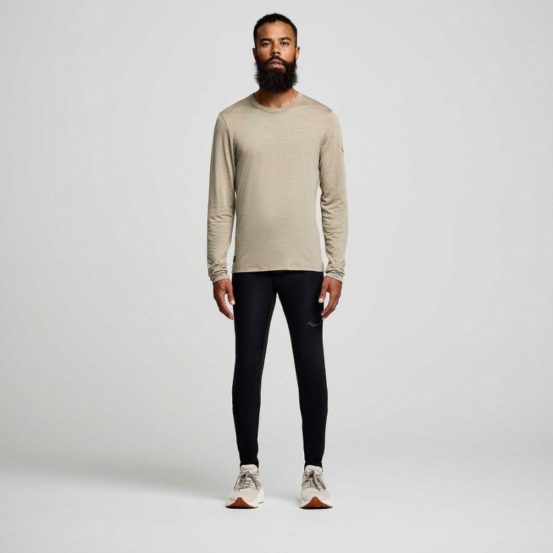 Men's Saucony Peregrine Merino Long Sleeve T Shirts Coffee | Australia S59217-G48