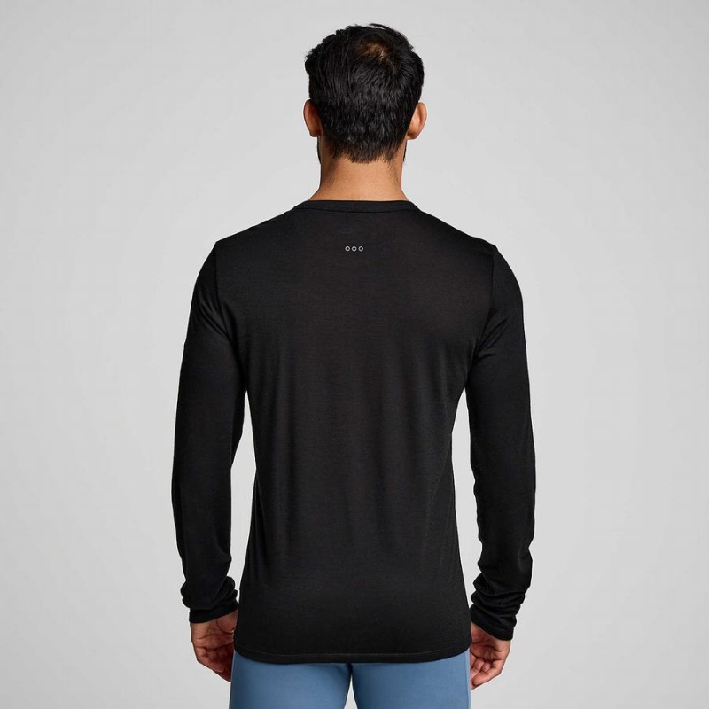 Men's Saucony Peregrine Merino Long Sleeve T Shirts Black | Australia S84962-H17