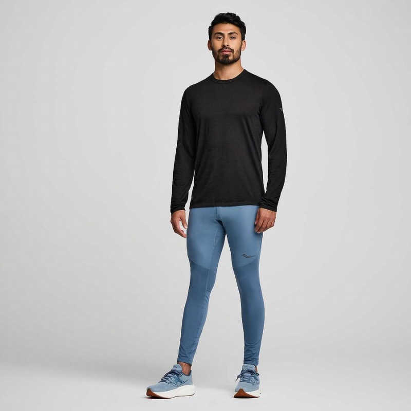 Men's Saucony Peregrine Merino Long Sleeve T Shirts Black | Australia S84962-H17