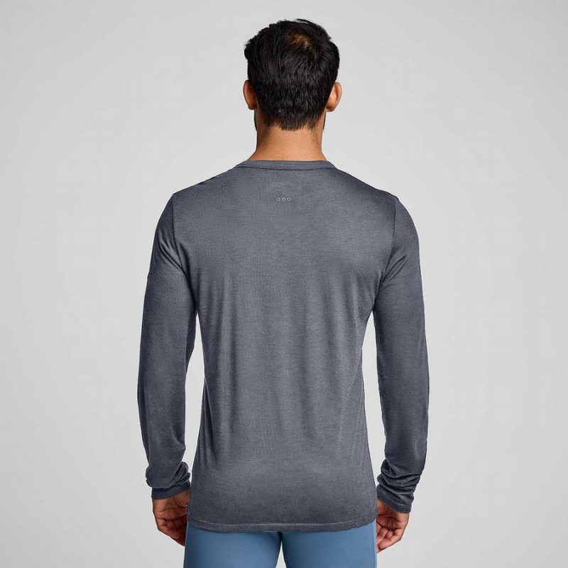 Men's Saucony Peregrine Merino Long Sleeve T Shirts Blue | Australia S62470-J42