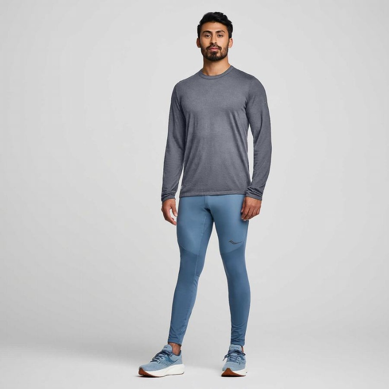 Men's Saucony Peregrine Merino Long Sleeve T Shirts Blue | Australia S62470-J42