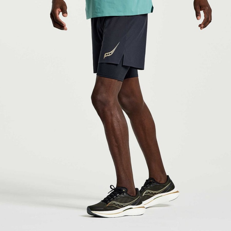 Men's Saucony Pinnacle 2-in-1 Shorts Black | Australia S46793-X56