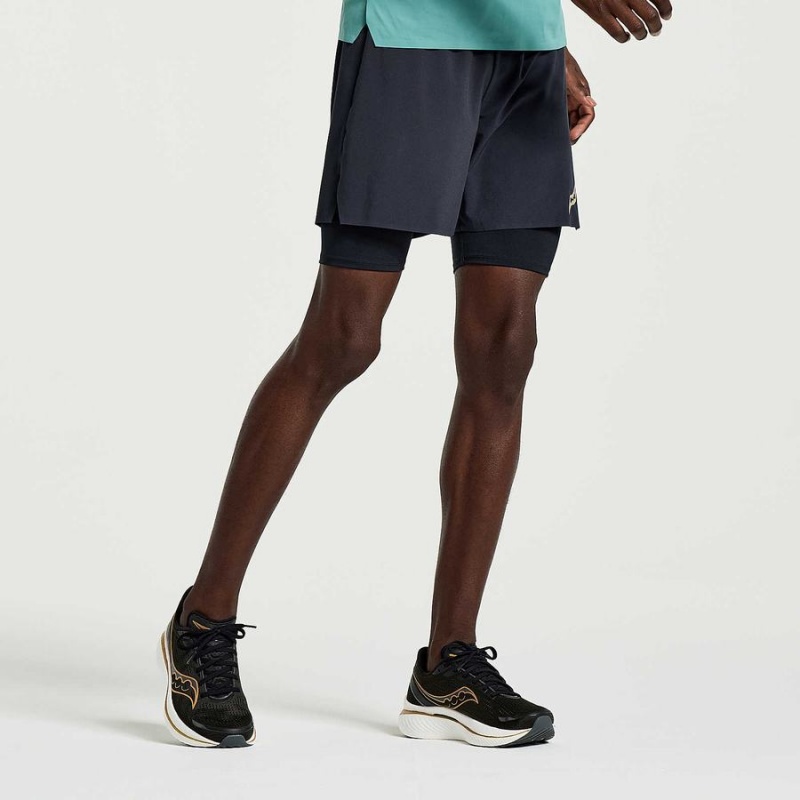 Men's Saucony Pinnacle 2-in-1 Shorts Black | Australia S46793-X56