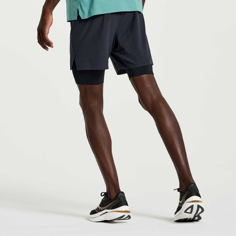 Men's Saucony Pinnacle 2-in-1 Shorts Black | Australia S46793-X56