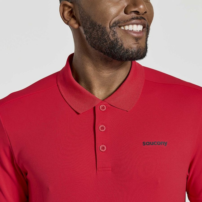 Men's Saucony Polo T Shirts Red | Australia S70412-F26