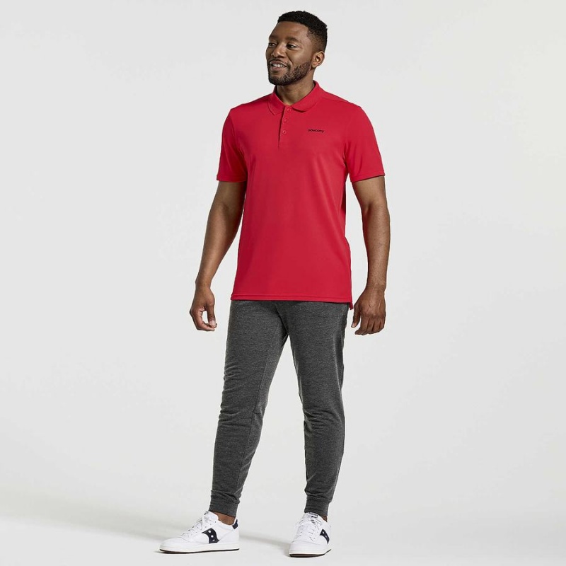 Men's Saucony Polo T Shirts Red | Australia S70412-F26