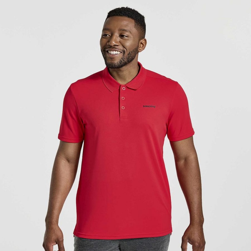 Men\'s Saucony Polo T Shirts Red | Australia S70412-F26