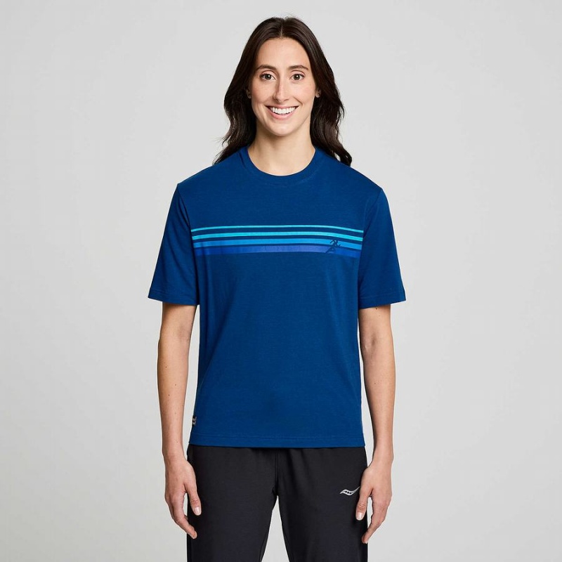 Men's Saucony Recovery Short Sleeve T Shirts Indigo | Australia S90836-M25