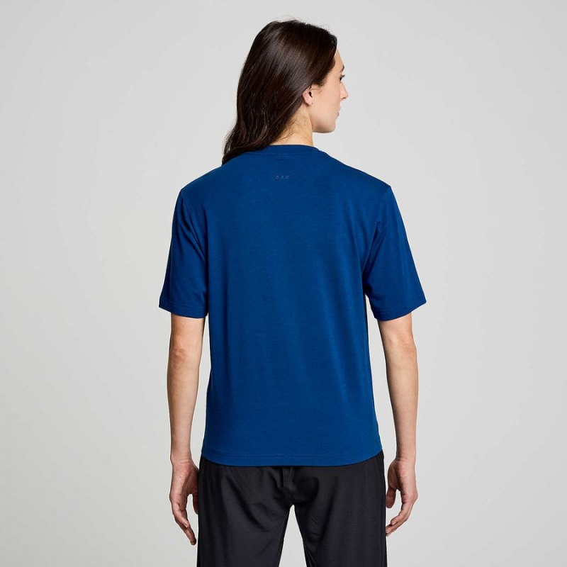 Men's Saucony Recovery Short Sleeve T Shirts Indigo | Australia S90836-M25