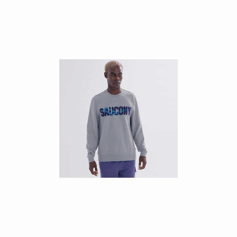 Men's Saucony Rested Crewneck Sweatshirt Light Grey | Australia S20896-B48