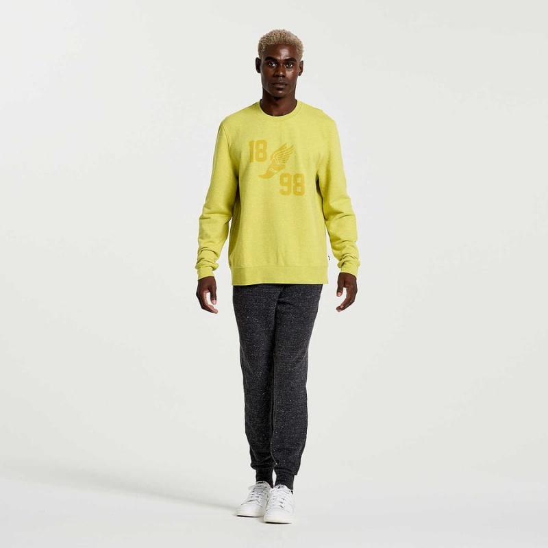 Men's Saucony Rested Crewneck Sweatshirt Yellow | Australia S70328-N83