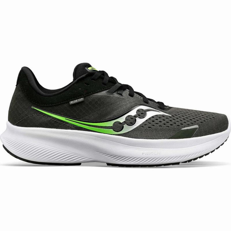 Men\'s Saucony Ride 16 Running Shoes Umbra / Slime | Australia S74560-S21