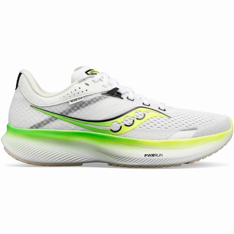 Men\'s Saucony Ride 16 Running Shoes White / Green | Australia S98476-X17