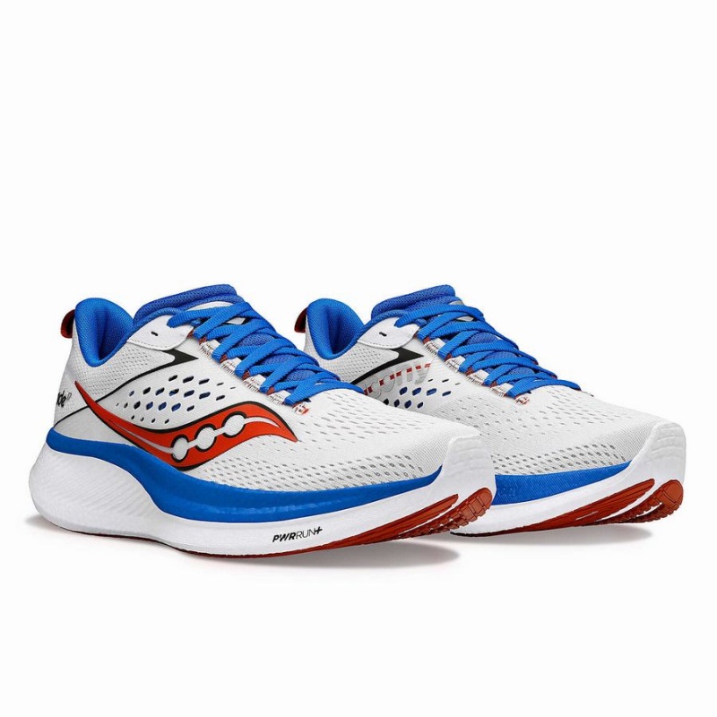 Men's Saucony Ride 17 Running Shoes White / Deep Blue | Australia S13675-C12