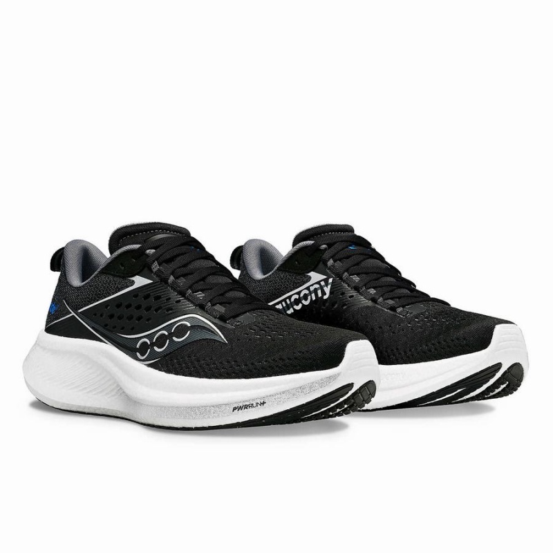 Men's Saucony Ride 17 Wide Running Shoes Black / White | Australia S80165-E96