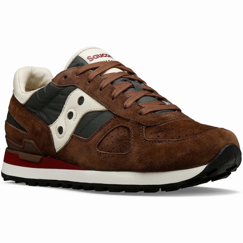 Men's Saucony Shadow Original Premium Sneakers Brown / Green | Australia S61284-S96