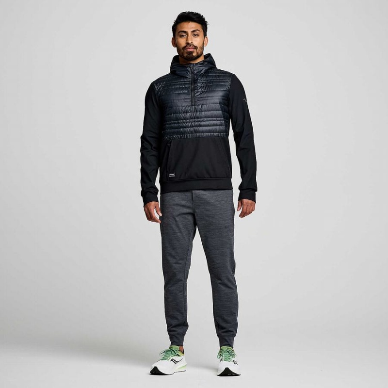 Men's Saucony Solstice Oysterpuff Hoody Jackets Black | Australia S28061-S86