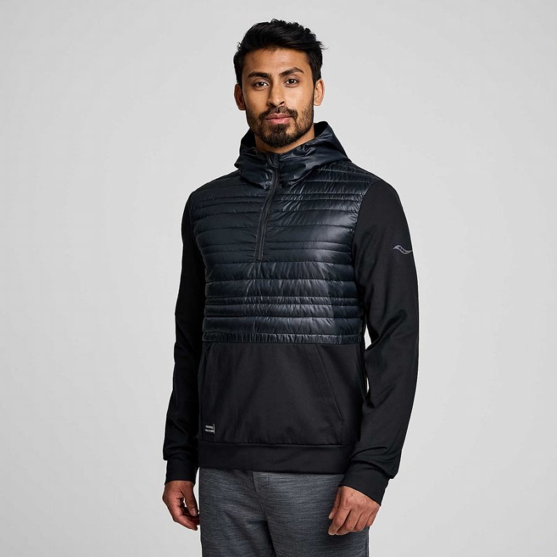 Men\'s Saucony Solstice Oysterpuff Hoody Jackets Black | Australia S28061-S86