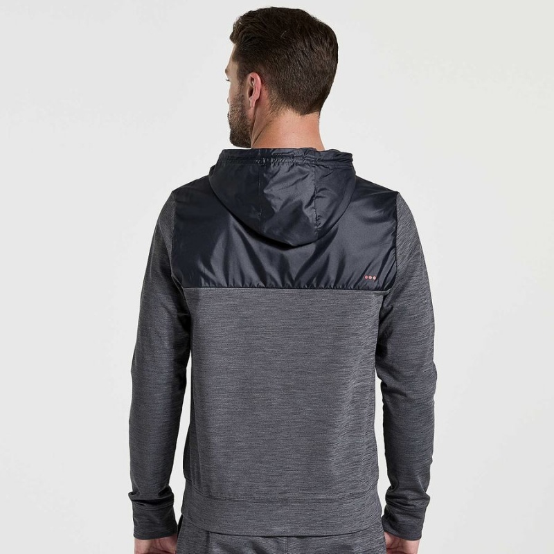 Men's Saucony Solstice Zip Hoody Tops Black | Australia S90824-X39