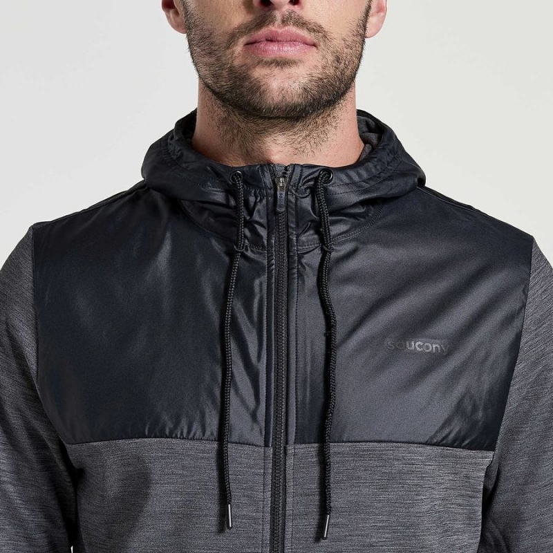 Men's Saucony Solstice Zip Hoody Tops Black | Australia S90824-X39