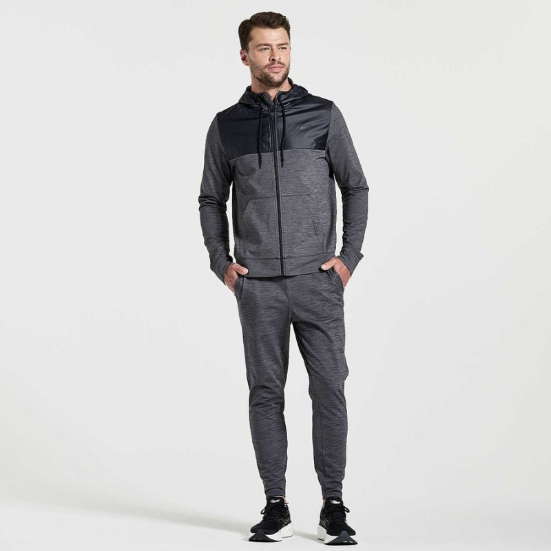 Men's Saucony Solstice Zip Hoody Tops Black | Australia S90824-X39