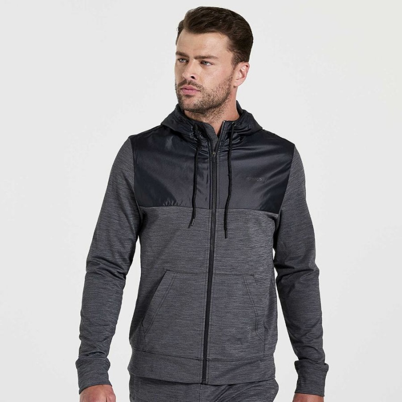 Men\'s Saucony Solstice Zip Hoody Tops Black | Australia S90824-X39