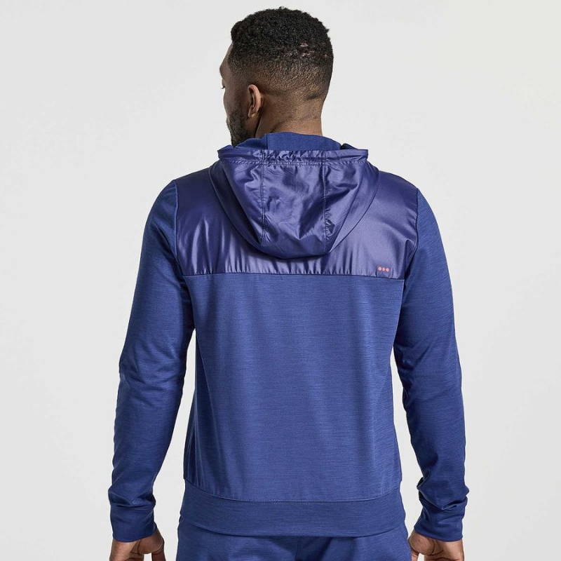 Men's Saucony Solstice Zip Hoody Tops Navy | Australia S16285-Z34