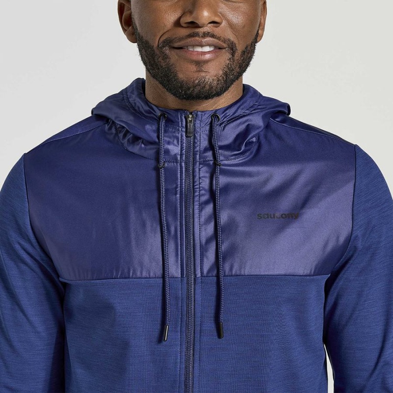 Men's Saucony Solstice Zip Hoody Tops Navy | Australia S16285-Z34