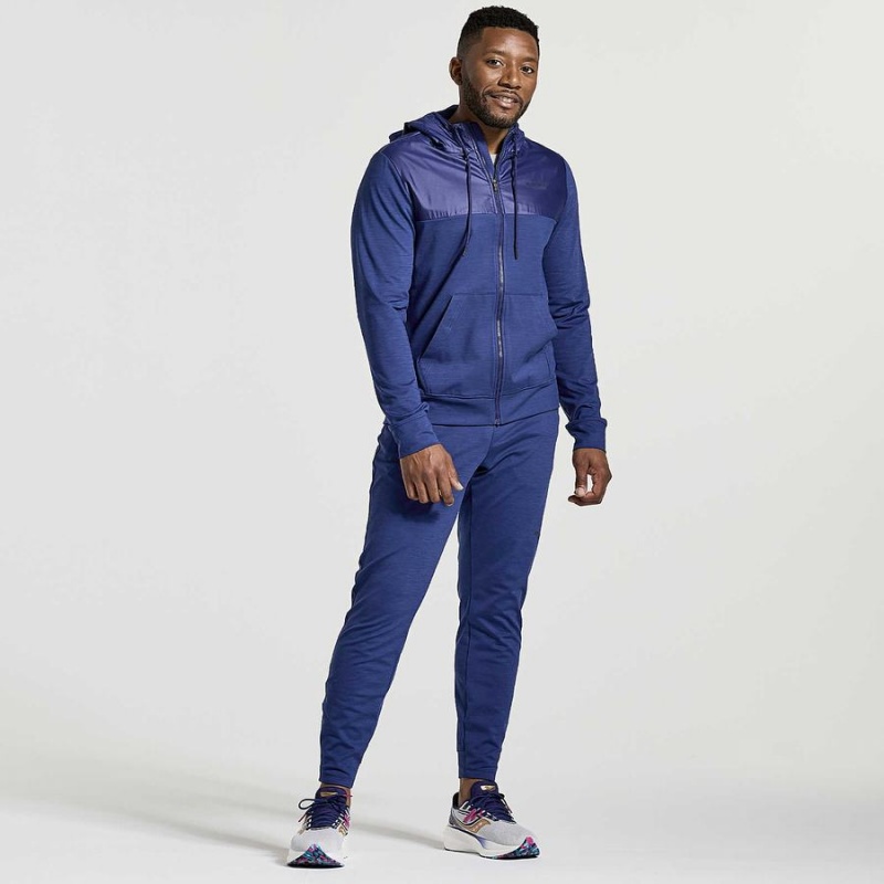 Men's Saucony Solstice Zip Hoody Tops Navy | Australia S16285-Z34