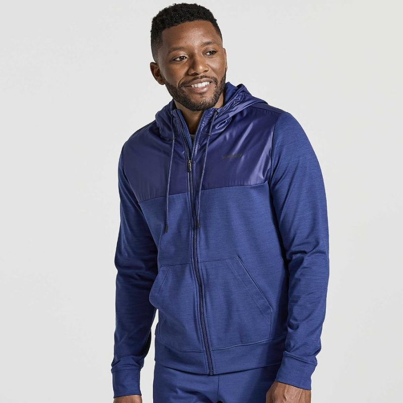 Men\'s Saucony Solstice Zip Hoody Tops Navy | Australia S16285-Z34