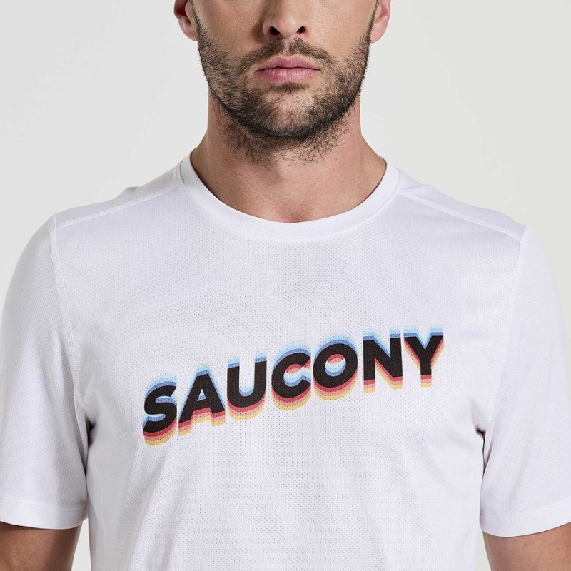 Men's Saucony Stopwatch Graphic Short Sleeve T Shirts White | Australia S45970-Q08