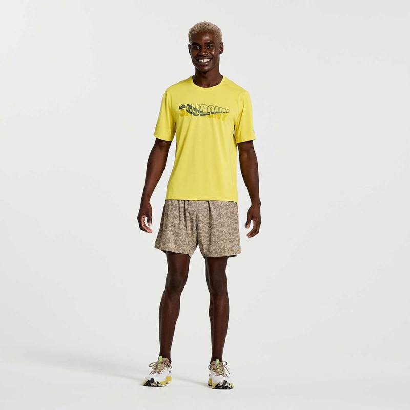 Men's Saucony Stopwatch Graphic Short Sleeve T Shirts Yellow | Australia S03789-W86