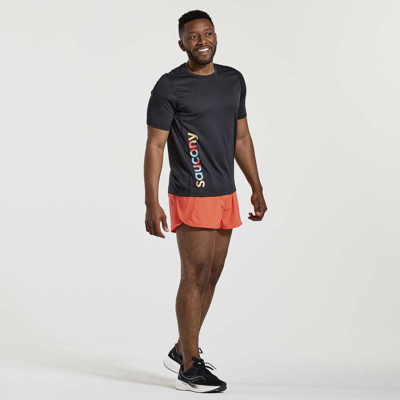 Men's Saucony Stopwatch Graphic Short Sleeve T Shirts Black | Australia S92053-Y71