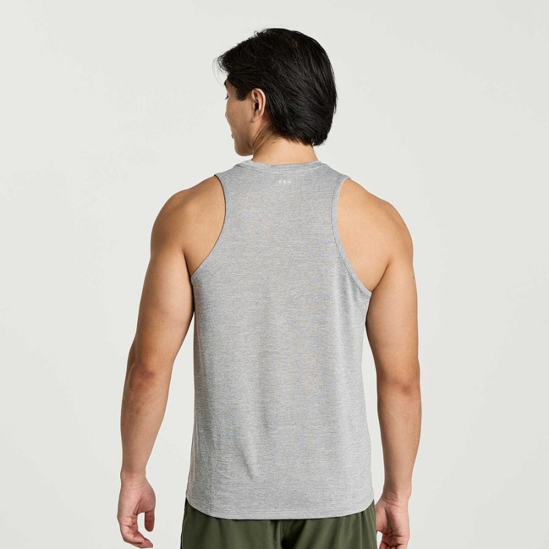 Men's Saucony Stopwatch Graphic Singlet Tank Top Light Grey | Australia S34520-J58