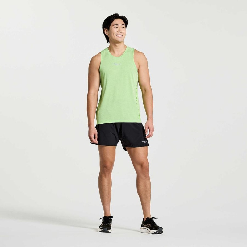 Men's Saucony Stopwatch Graphic Singlet Tank Top Green | Australia S63841-K35