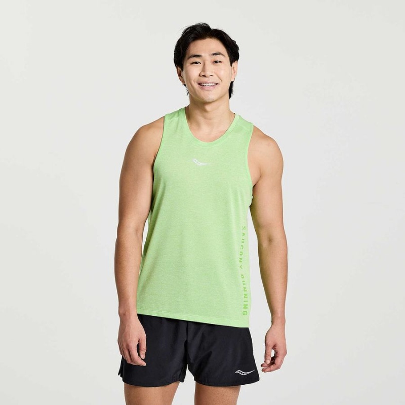 Men\'s Saucony Stopwatch Graphic Singlet Tank Top Green | Australia S63841-K35